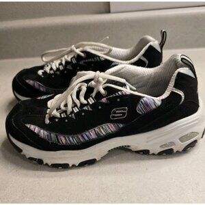 Skechers D’Lites Sport Shoes Women’s Size 9 Black with Pink Trim